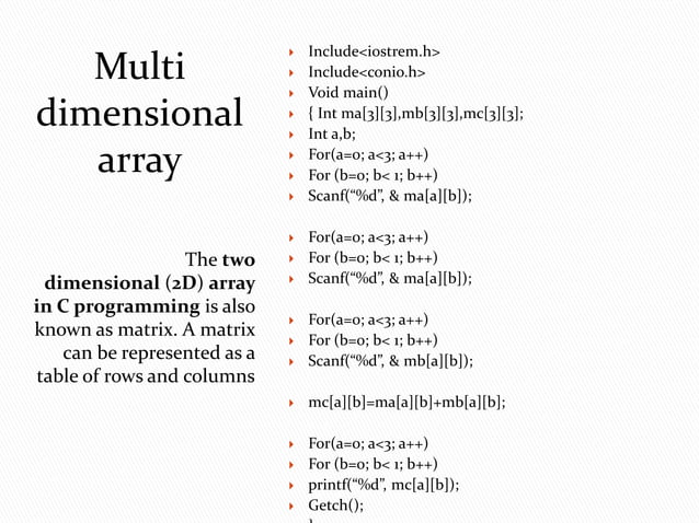 Array in (C) programing | PPT