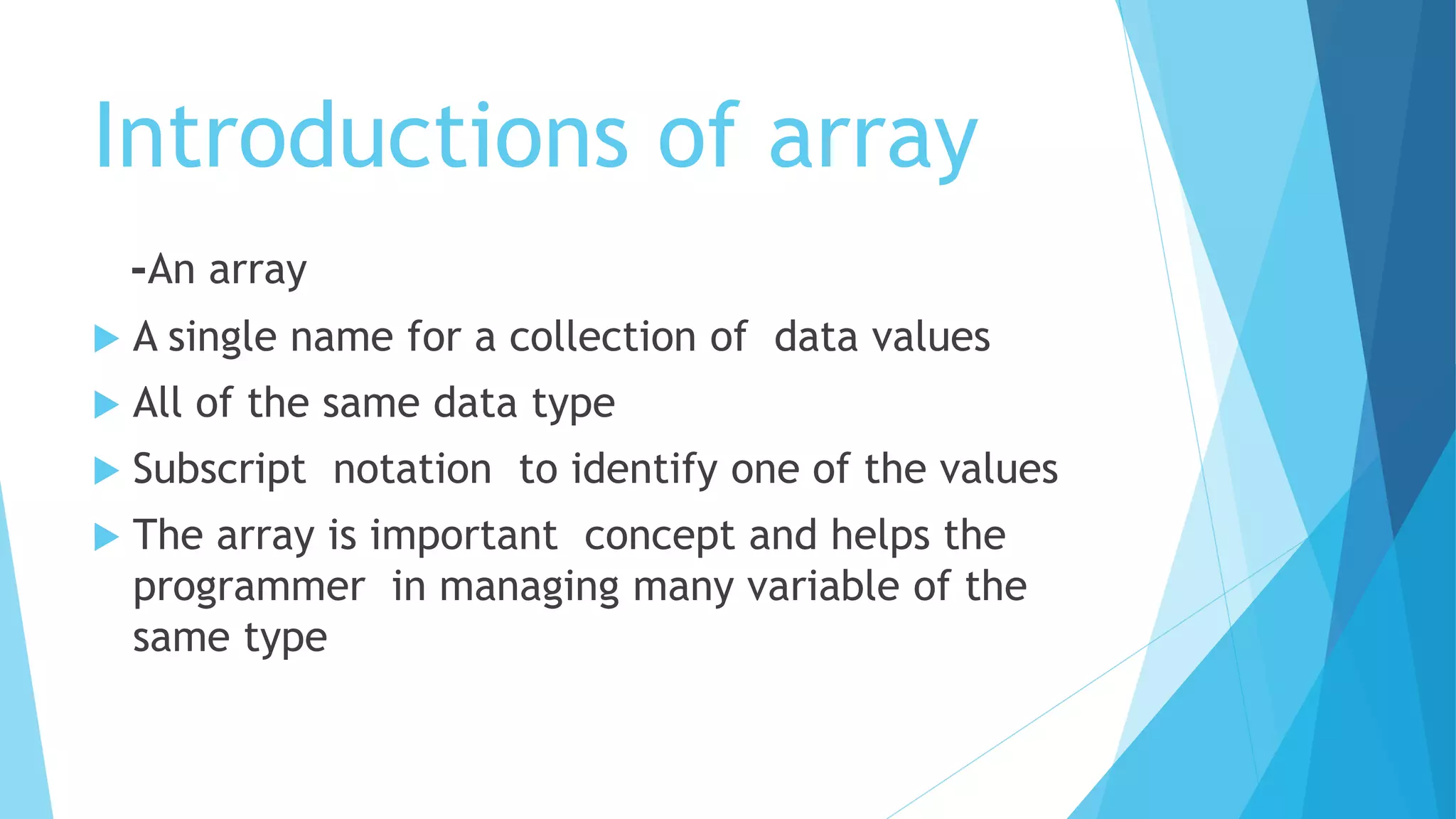 concept of Array, 1D & 2D array | PPT