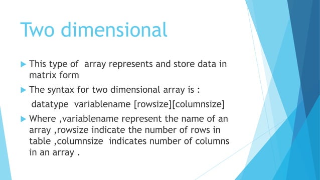concept of Array, 1D & 2D array | PPTX