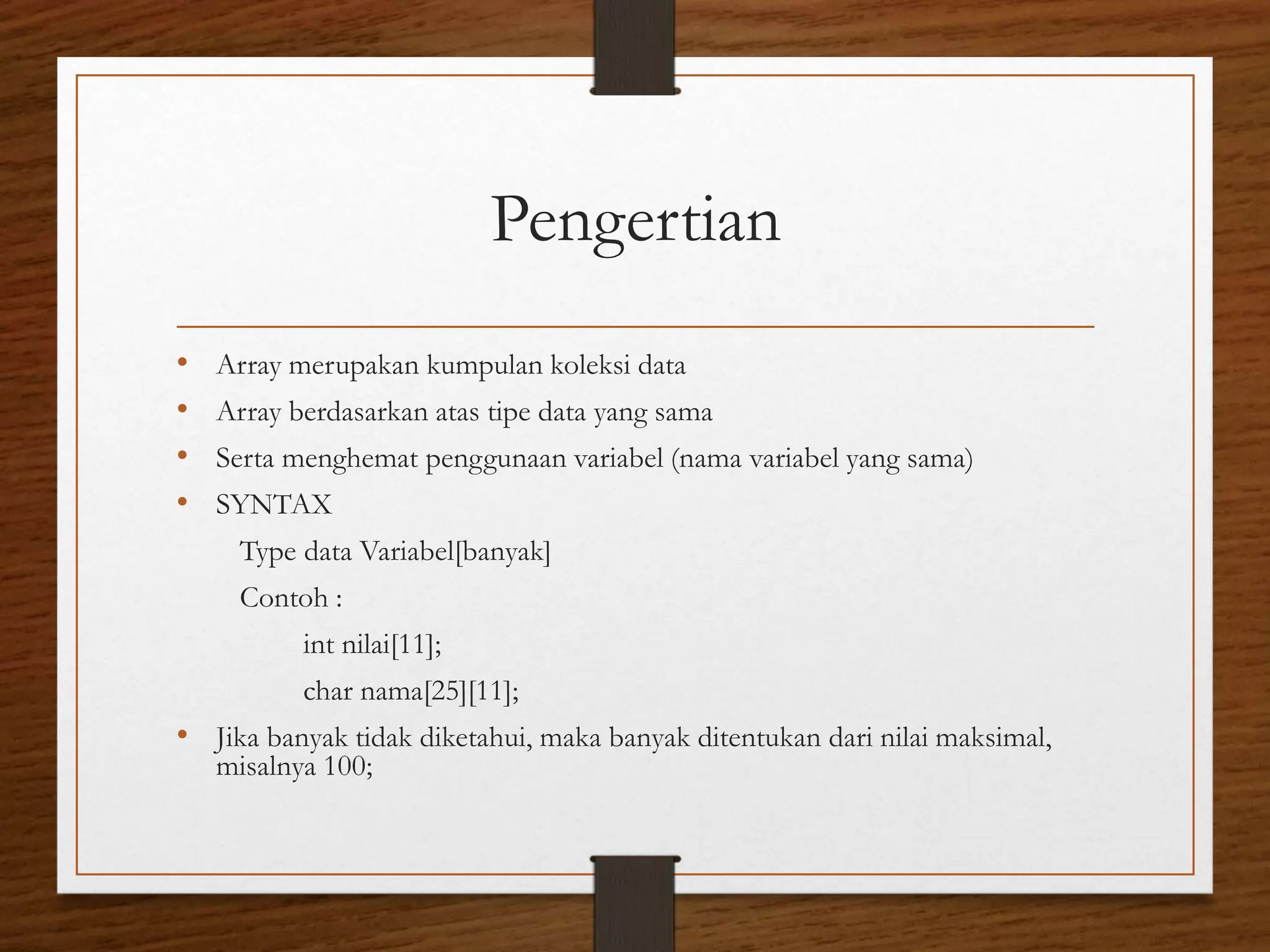 materi array 1 dimensi 2 dimensi,multidimensi | PPTX