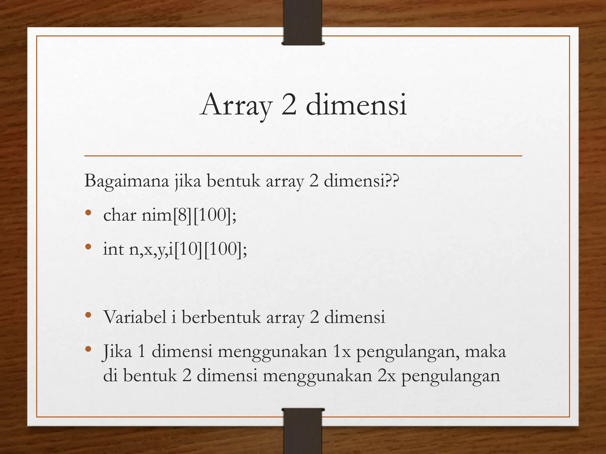 materi array 1 dimensi 2 dimensi,multidimensi | PPTX