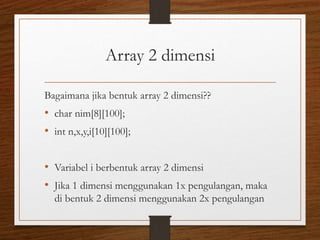 materi array 1 dimensi 2 dimensi,multidimensi | PPT