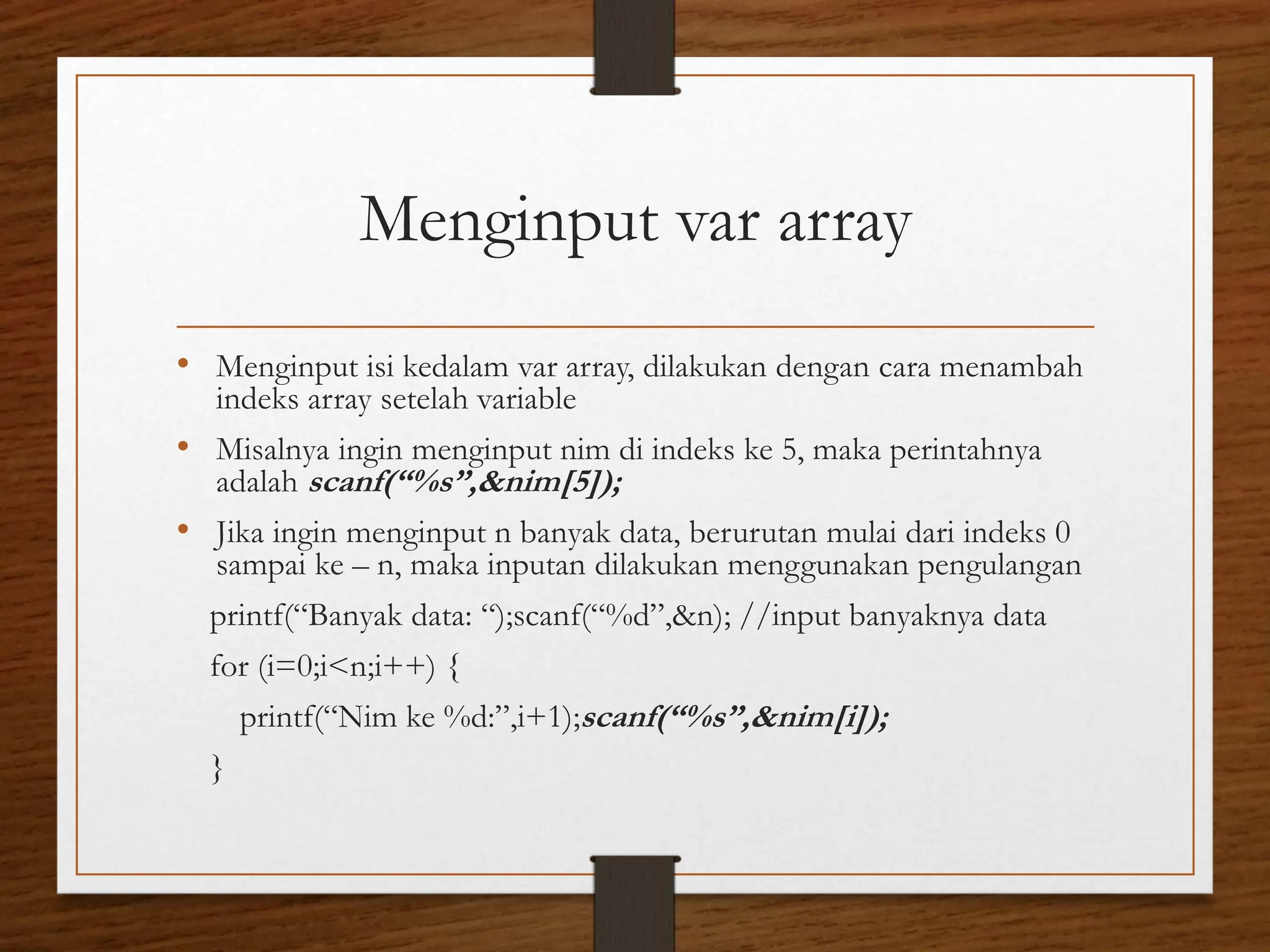 Contoh Penggunaan Array Dalam C
