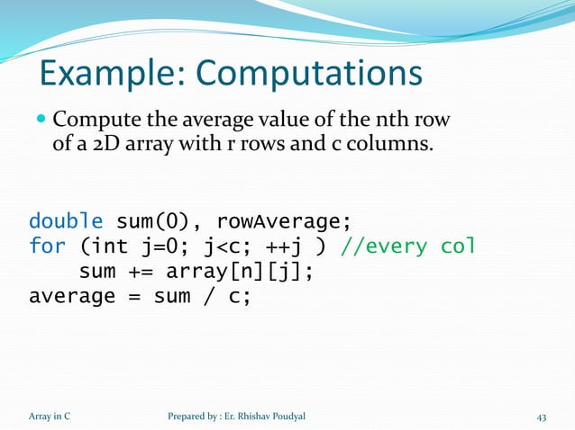 Array and its operation in C programming | PPTX
