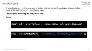 Arrays are used in java to holding more.pptx