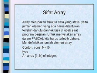 Materi dasar-dasar pemrograman_array pada pascal | PPT