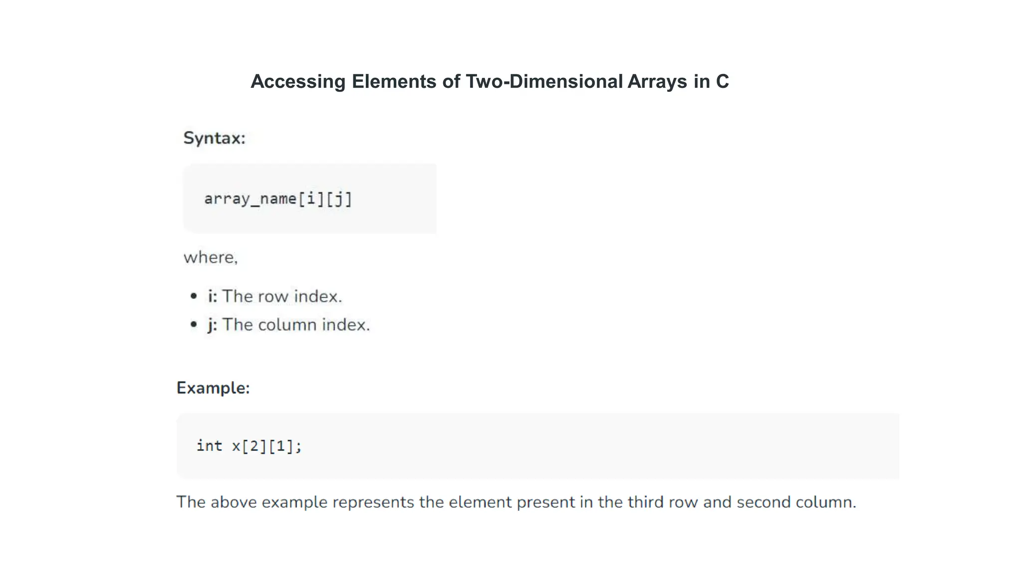Accessing Elements of Two-Dimensional Arrays in C
 
