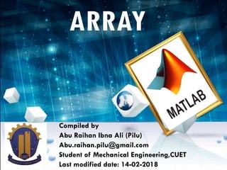 Matrices, Arrays and Vectors in MATLAB | PDF | Physics | Science