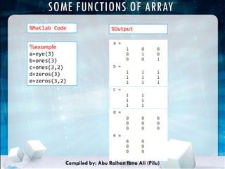 Matrices, Arrays and Vectors in MATLAB | PDF | Physics | Science