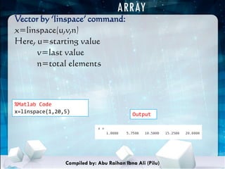 Matrices, Arrays and Vectors in MATLAB | PDF | Physics | Science