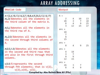 Matrices, Arrays and Vectors in MATLAB | PDF | Physics | Science