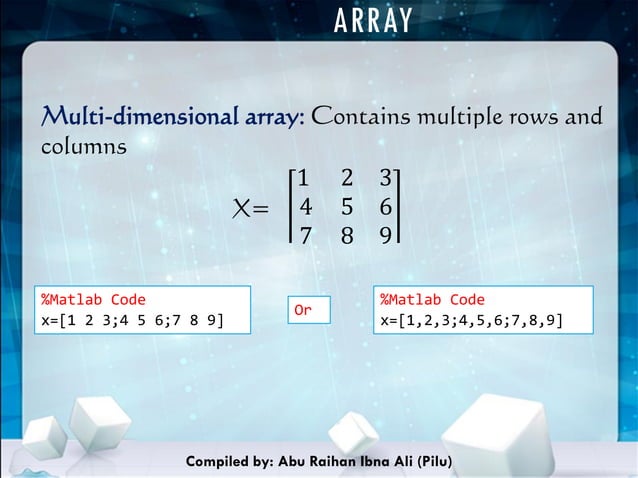 Matrices Arrays And Vectors In Matlab Matrices Arrays And Vectors In Matlab
