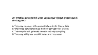 arrays in c Programming and mcqs represented | PPTX