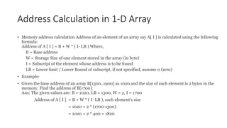 Array Addressing to compute address where elements are stored.pdf