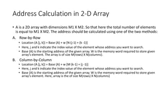 Array Addressing to compute address where elements are stored.pdf