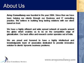 Array Consultancy Services Brochure [Ppt] | PPT