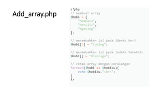 Materi array pada bahasa pemrograman PHP | PPT