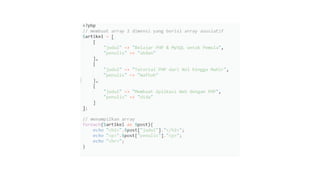 Materi array pada bahasa pemrograman PHP | PPT