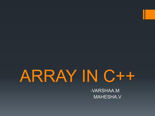 Array in c++ | PPT