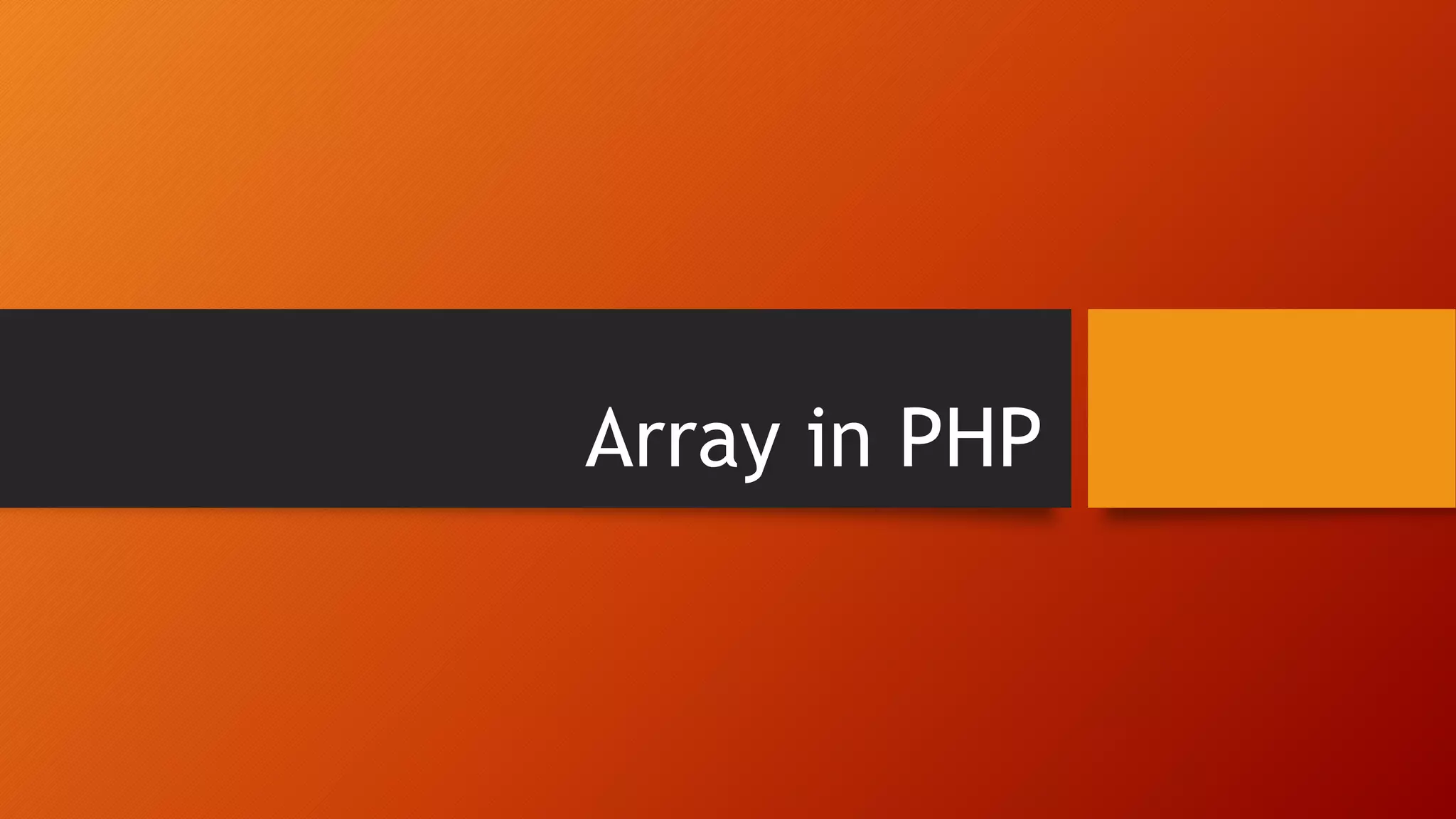 Array in PHP