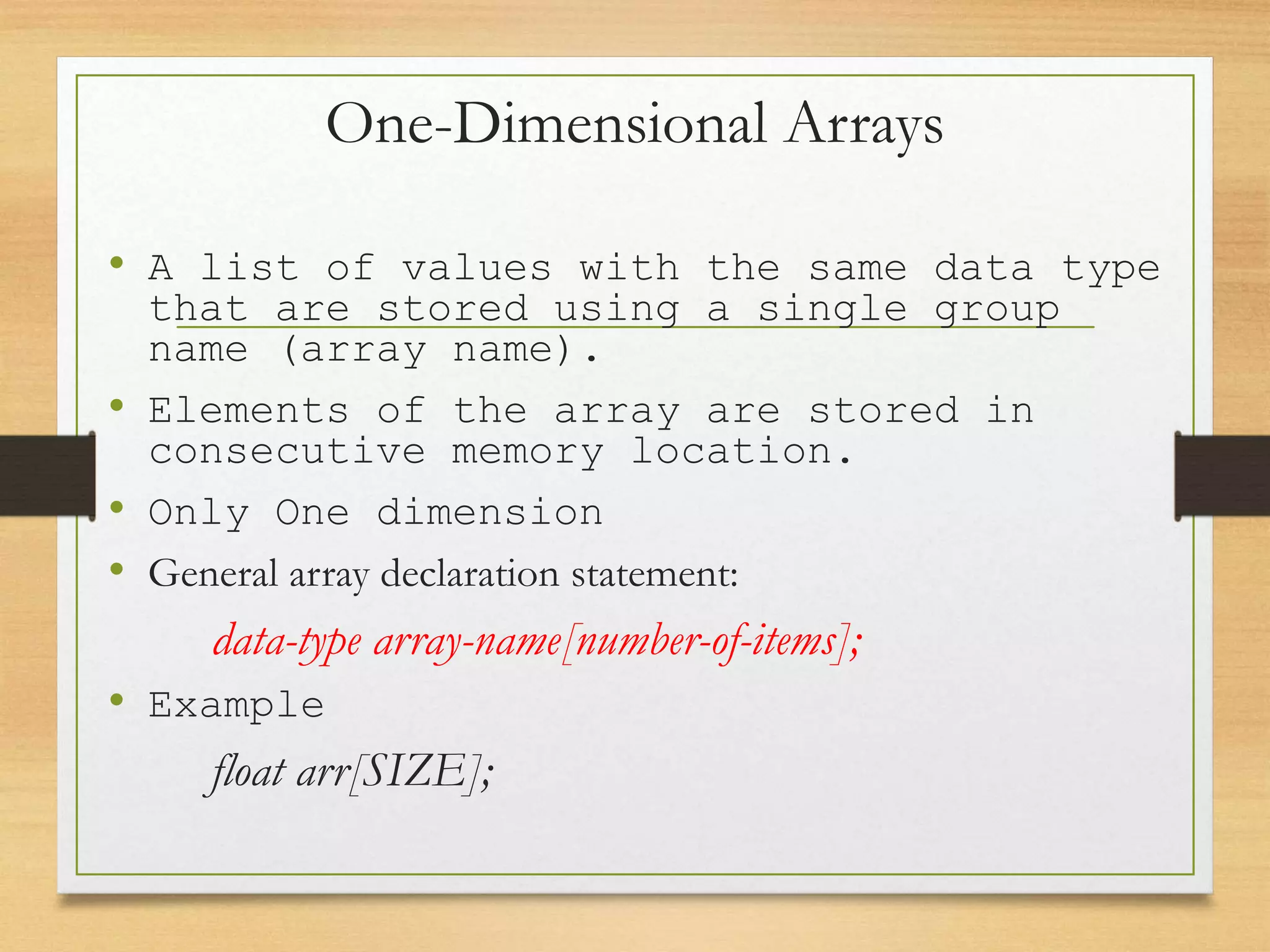 One Dimensional Array | PPT