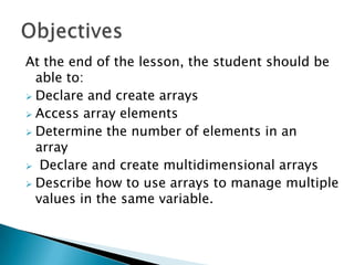 Array lecture | PPT