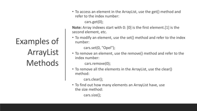 ArrayList in JAVA | PPTX