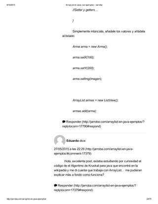 Array list en java, con ejemplos jarroba | PDF