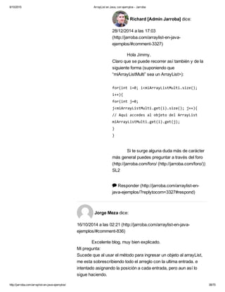 Array list en java, con ejemplos jarroba | PDF