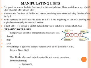 Array,lists and hashes in perl | PPTX