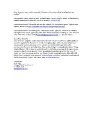 Array Networks to Deliver First Highly-Resilient “Open Sandwich” Layer ...