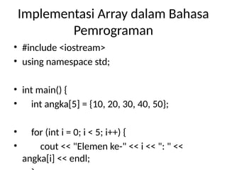 Mata Kuliah Struktur Data Materi Array_Pertemuan_2.pptx