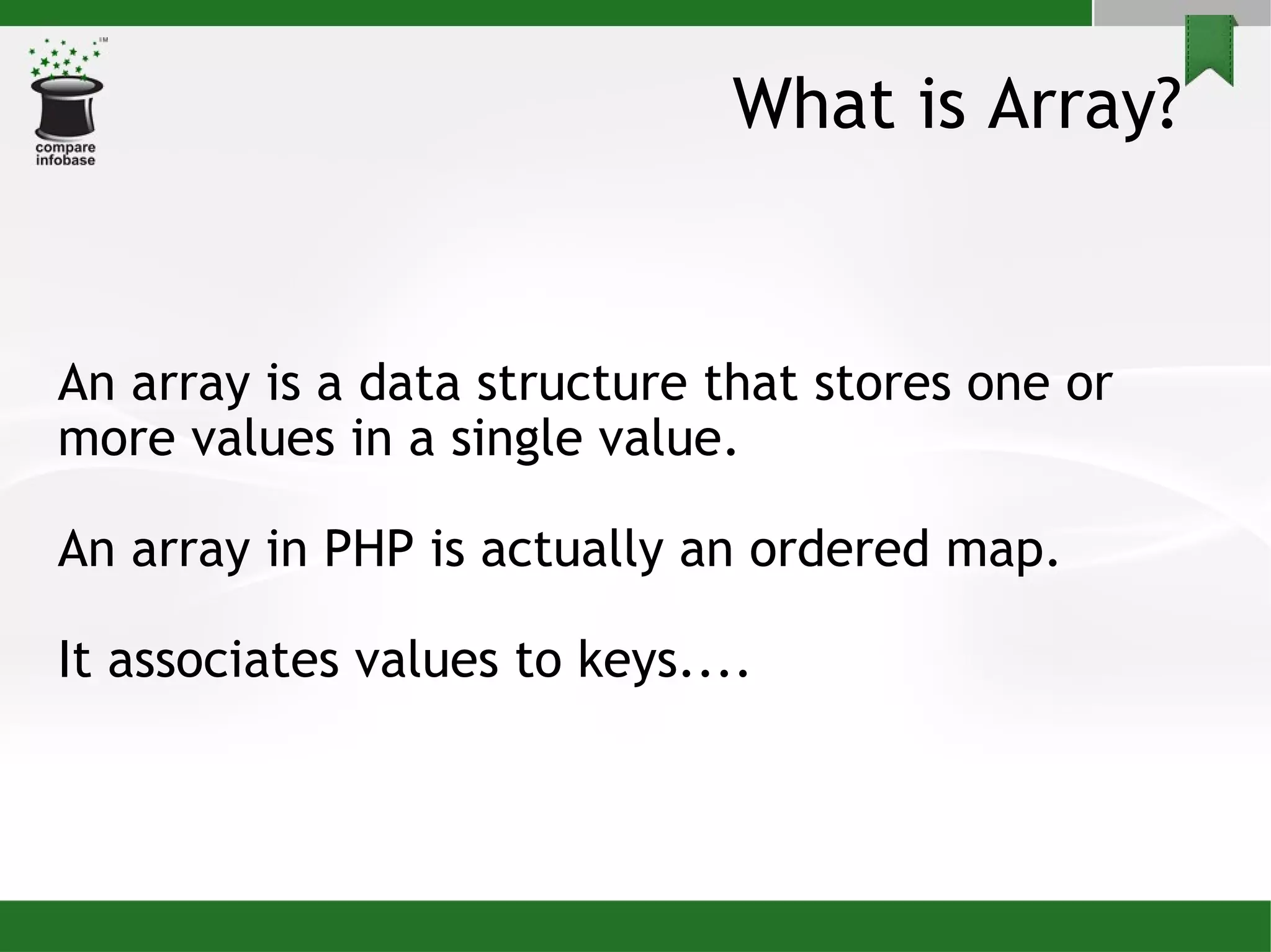 Arrays in php ppt