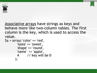 Arrays in PHP | PPT | Programming Languages | Computing