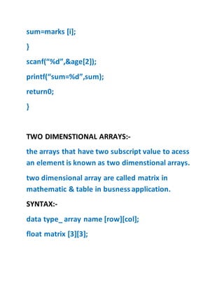 what is arrays in c language | PDF