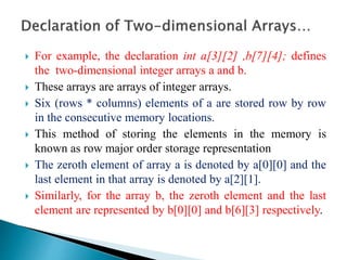 Arrays 1D and 2D , and multi dimensional | PPTX