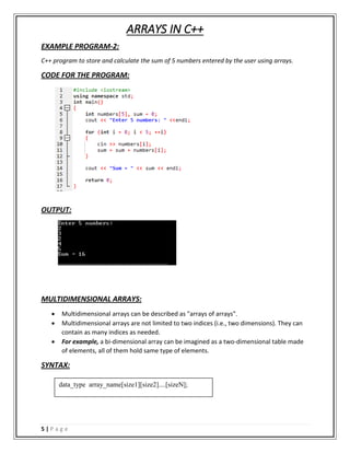 Arrays in C++ | PDF | Programming Languages | Computing