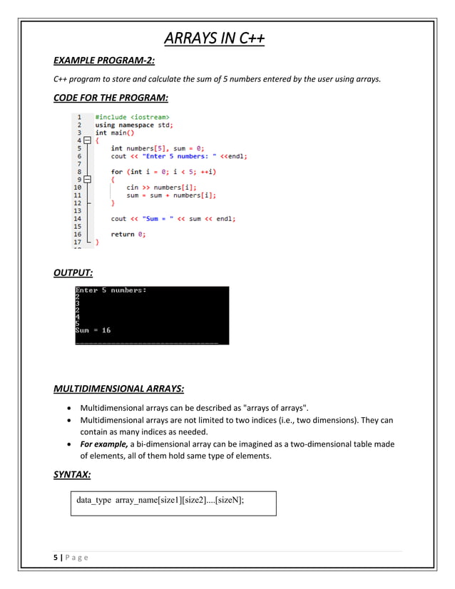 Arrays in C++ | PDF | Programming Languages | Computing