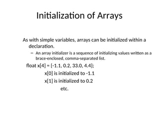 C array and Initialisation and declaration | PPT