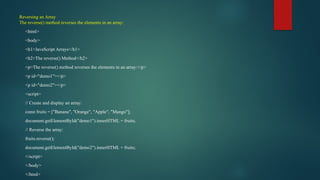 arrays and its types and examples of sorting reversing arrays.pptx