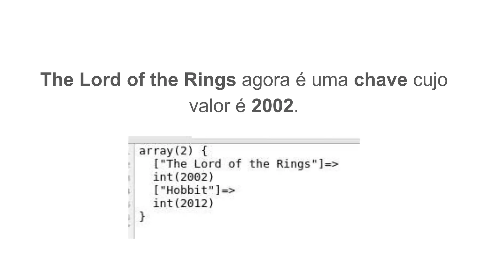 The Lord of the Rings agora é uma chave cujo
valor é 2002.
 