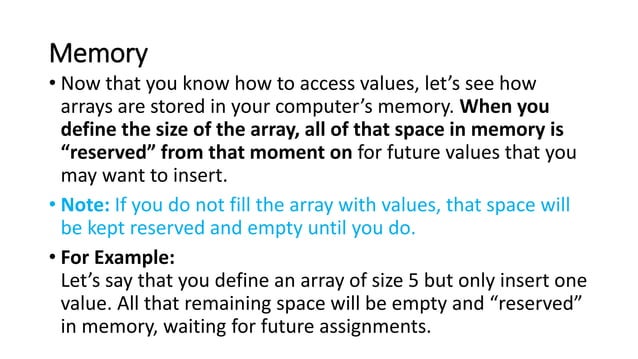 Arrays and linked lists | PPTX | Programming Languages | Computing
