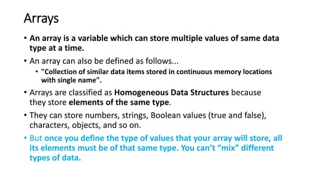 Arrays and linked lists | PPTX | Programming Languages | Computing