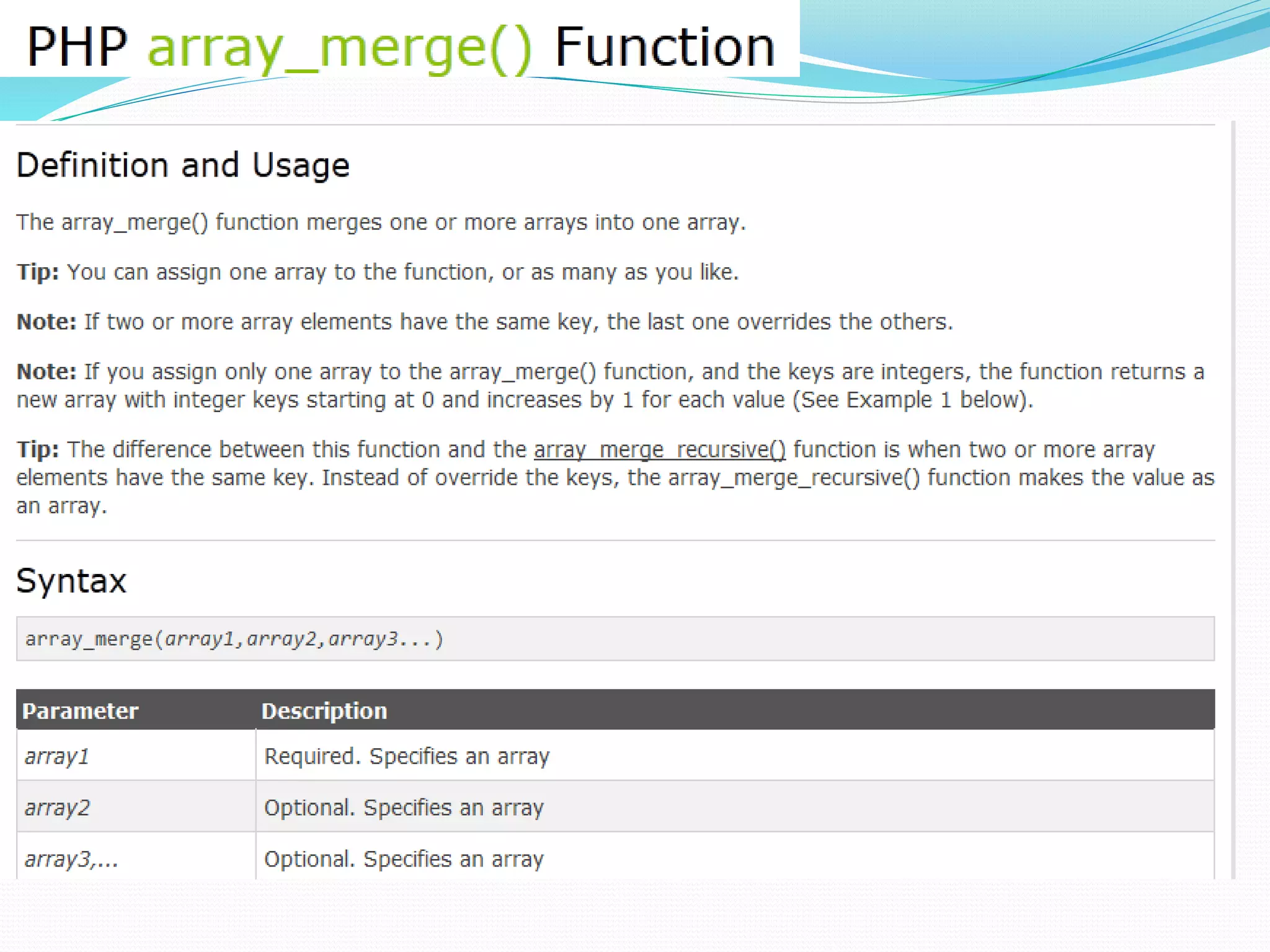 Arrays &amp; functions in php