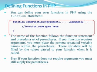 Arrays & functions in php | PPTX