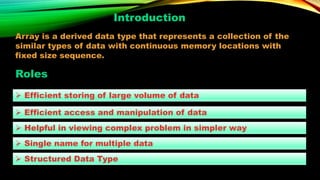 Arrays in c | PPTX | Programming Languages | Computing