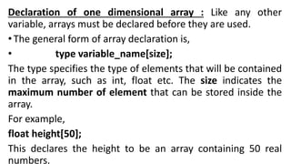 Arrays in c unit iii chapter 1 mrs.sowmya jyothi | PPT