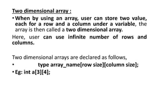 Arrays in c unit iii chapter 1 mrs.sowmya jyothi | PPT