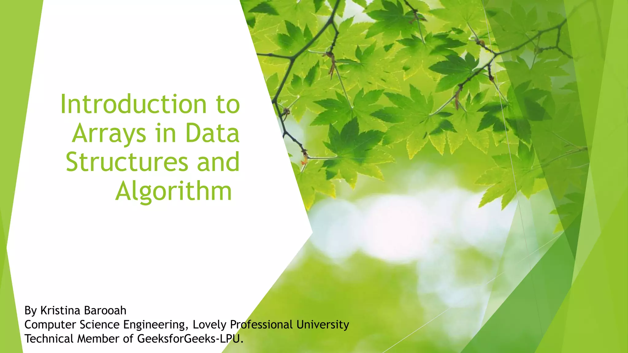 Arrays in Data Structure and Algorithm | PPT