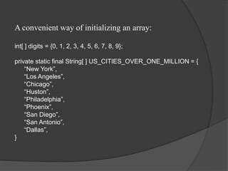 Arrays in JAVA.ppt | Programming Languages | Computing
